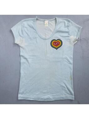 Vintage 70s San Francisco Heart Graphic LGBTQ T Shirt Blue Hippie Love All